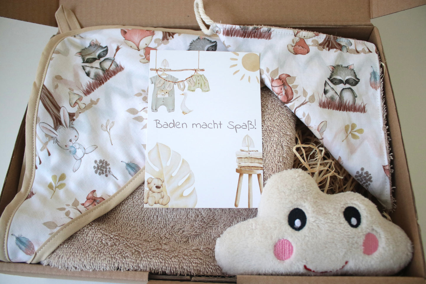 Geschenk Box "Kapuzenhandtuch Waldtiere“