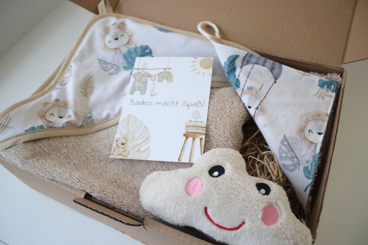 Geschenk Box "Kapuzenhandtuch Löwe“