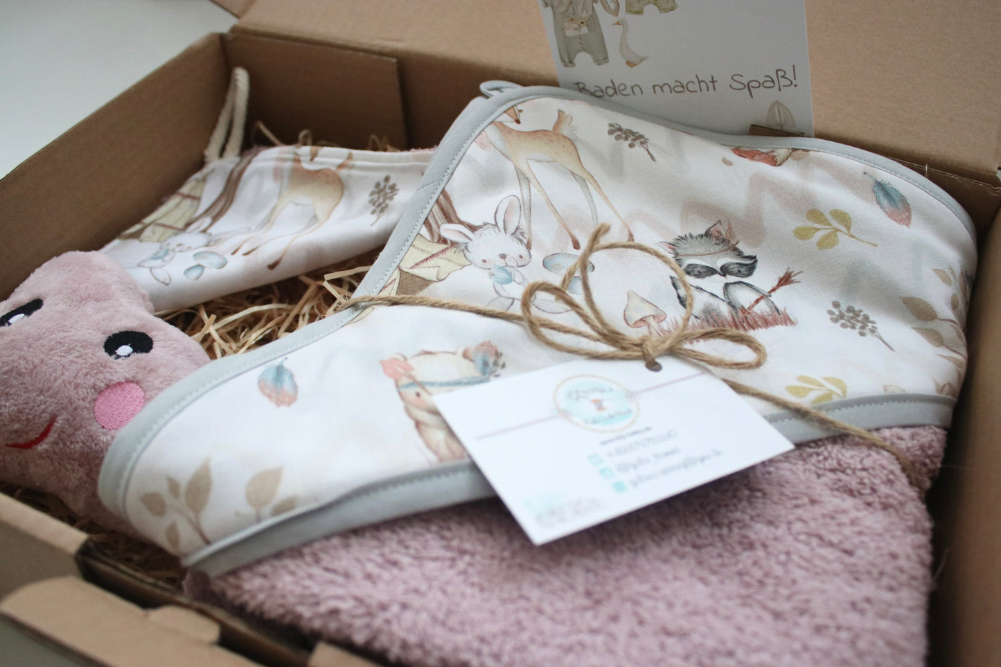 Geschenk Box "Kapuzenhandtuch Waldtiere“
