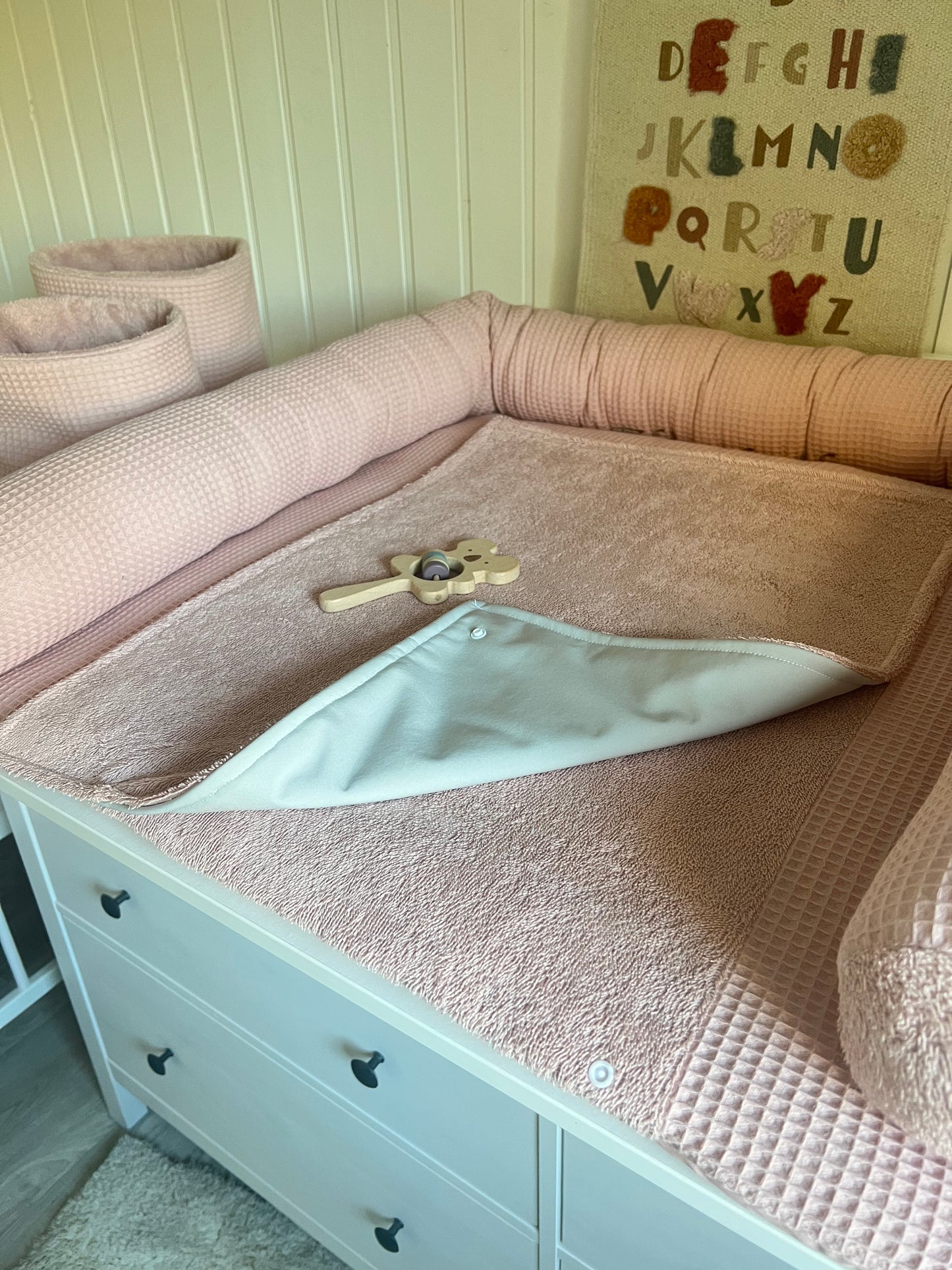 Wickelauflage Set "Waffelpique rosa/nude+Frottee rosa/nude“