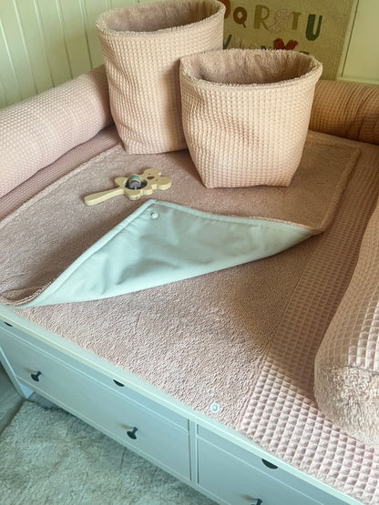 Wickelauflage Set "Waffelpique rosa/nude+Frottee rosa/nude“