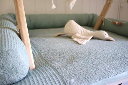 Wickelauflage Set "Waffelpique altgrün+Frottee altgrün“