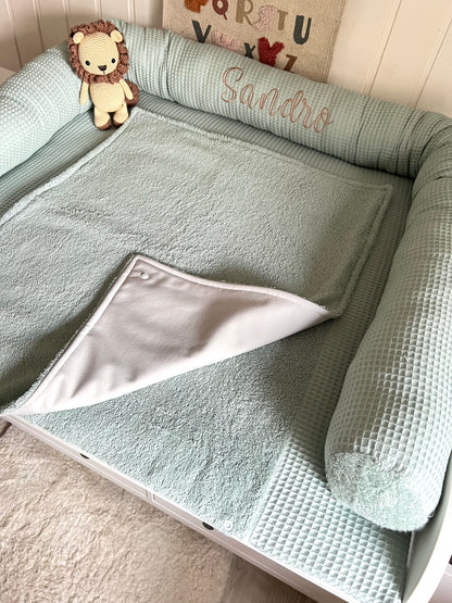 Wickelauflage Set "Waffelpique hellgrün/mint+Frottee hellgrün/mint“