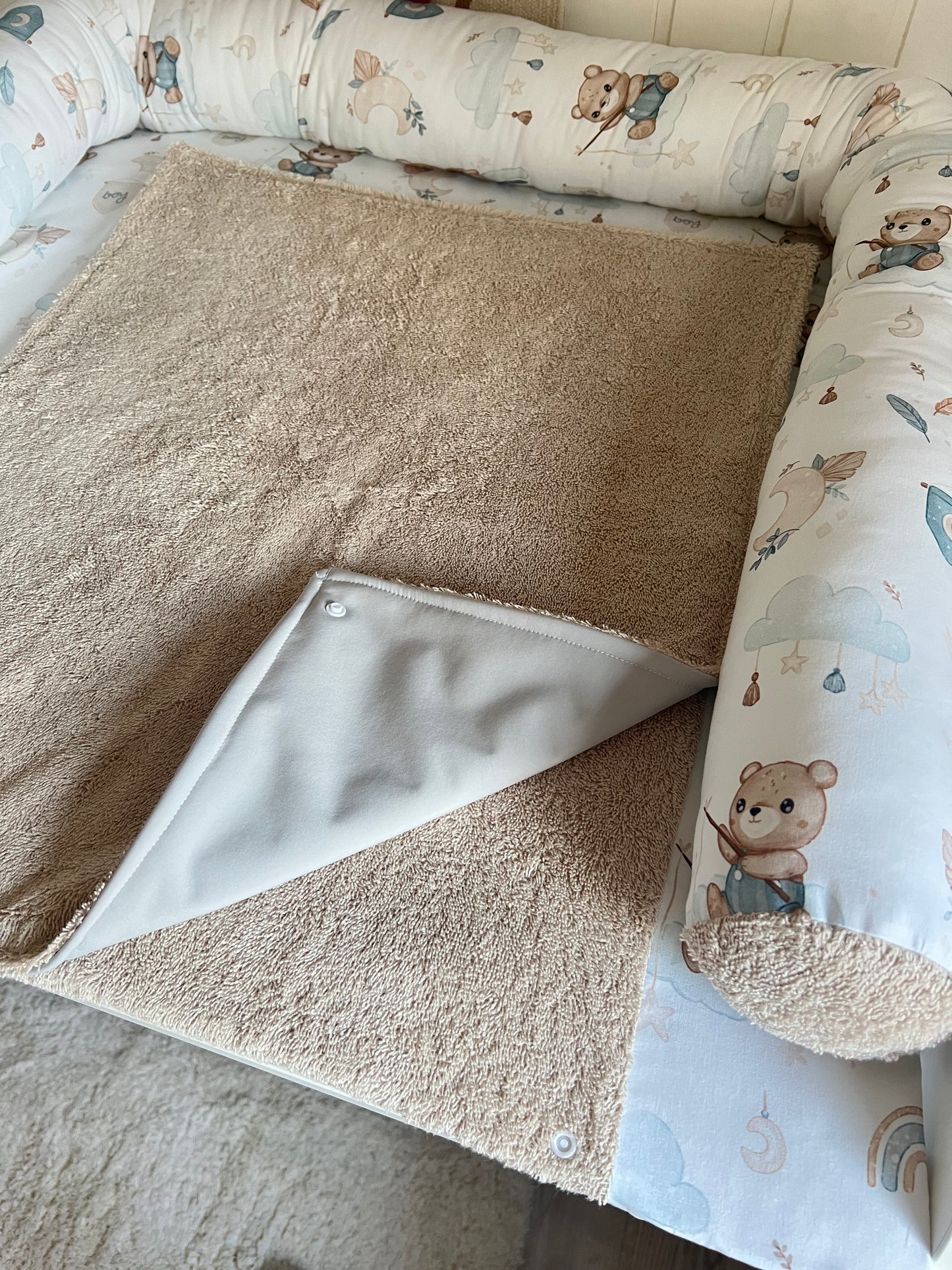 Wickelauflage Set "Bär+Frottee hellbeige“
