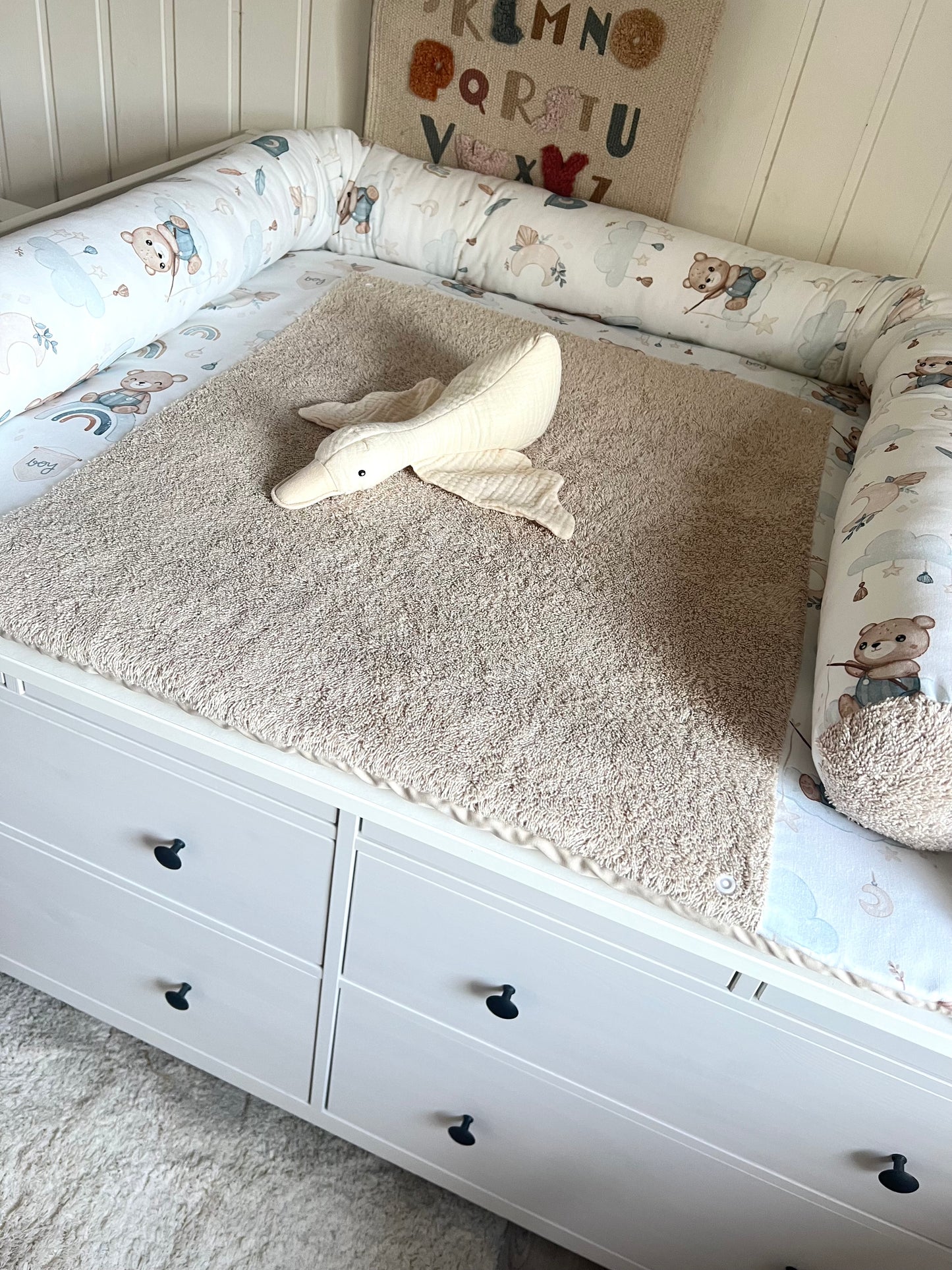 Wickelauflage Set "Bär+Frottee hellbeige“