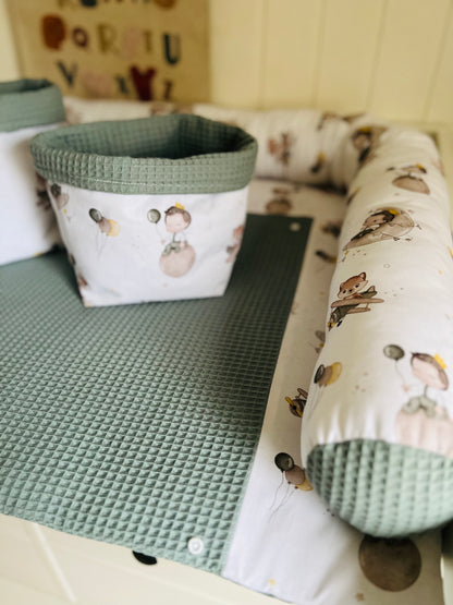 Wickelauflage Set "Kleiner Prinz+Waffelpique altgrün“