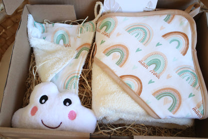 Geschenk Box "Kapuzenhandtuch Regenbogen“
