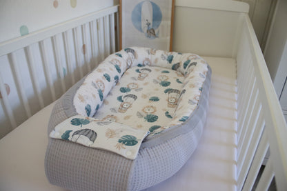 Wickelauflage Set "Löwe+Waffelpique hellgrau“