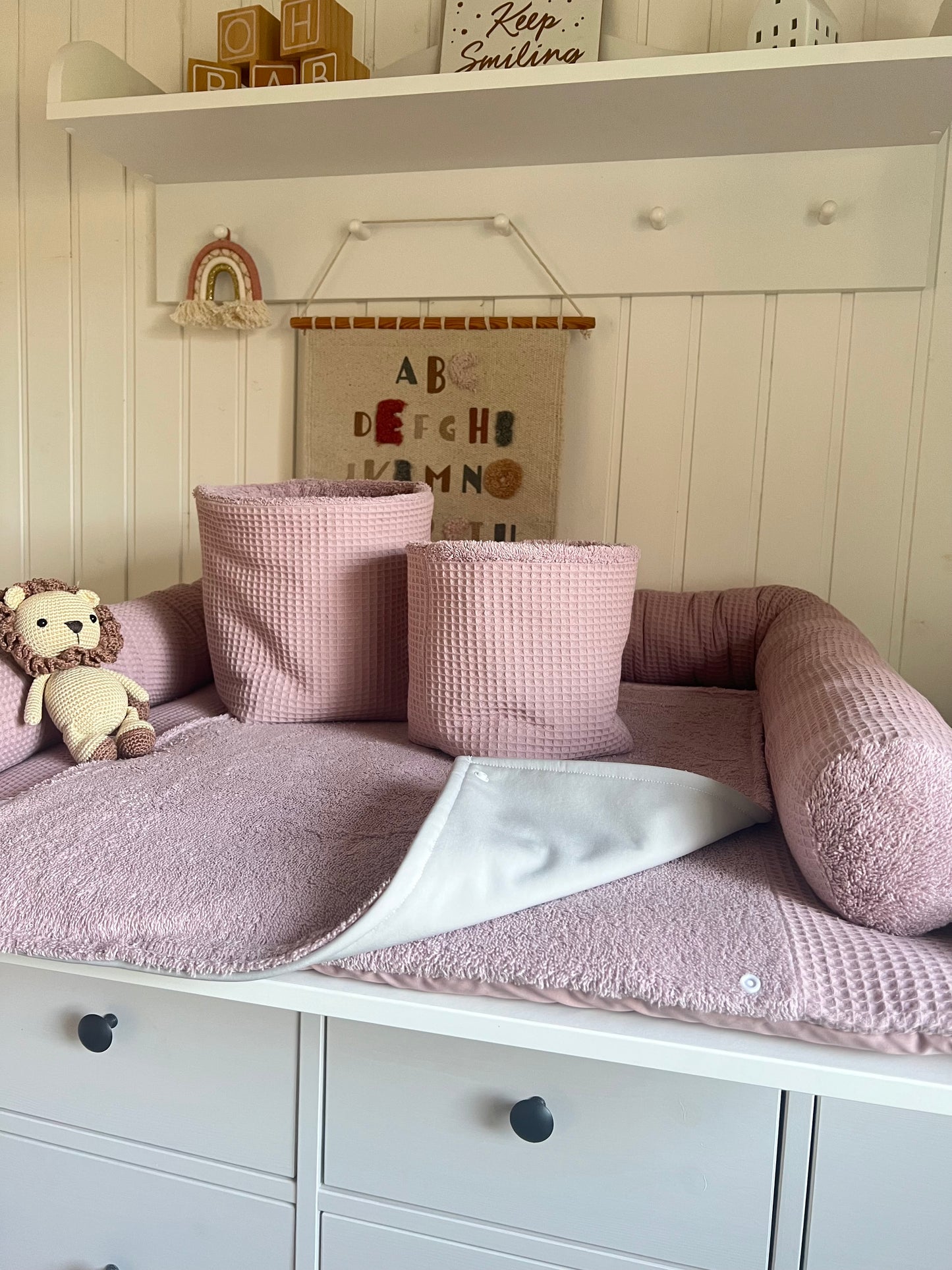 Wickelauflage Set "Waffelpique altrosa+Frottee altrosa“