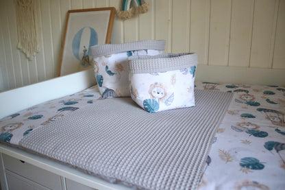 Wickelauflage Set "Löwe+Waffelpique hellgrau“