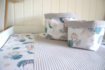 Wickelauflage Set "Löwe+Waffelpique hellgrau“