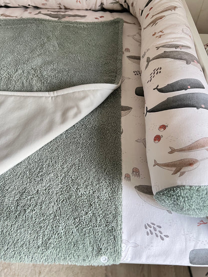 Wickelauflage Set "Wal, Ozean+Frottee altgrün“