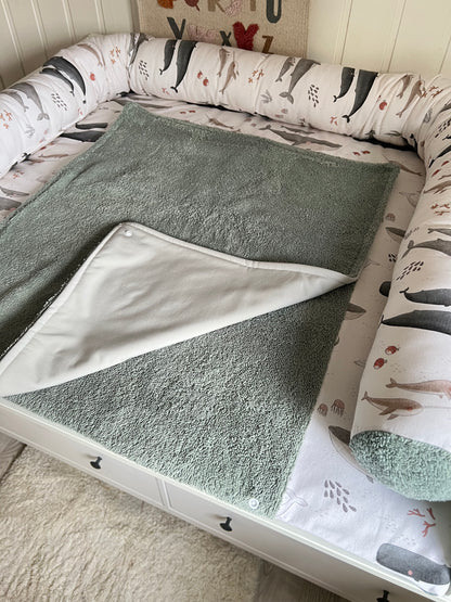 Wickelauflage Set "Wal, Ozean+Frottee altgrün“