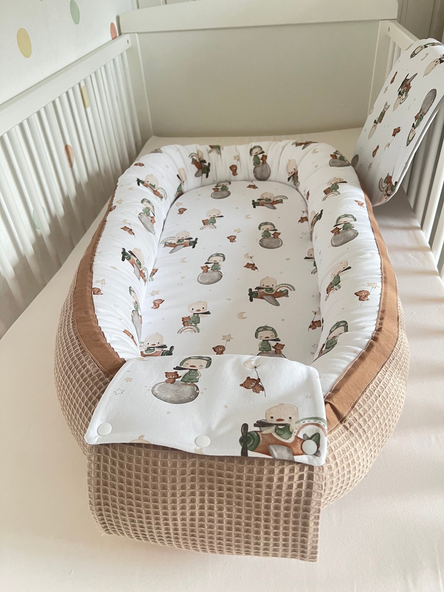 Wickelauflage Set "Ente+Waffelpique hellbraun“