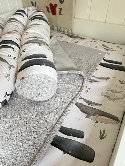 Wickelauflage Set "Wal, Ozean+Frottee hellgrau“