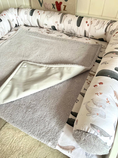 Wickelauflage Set "Wal, Ozean+Frottee hellgrau“