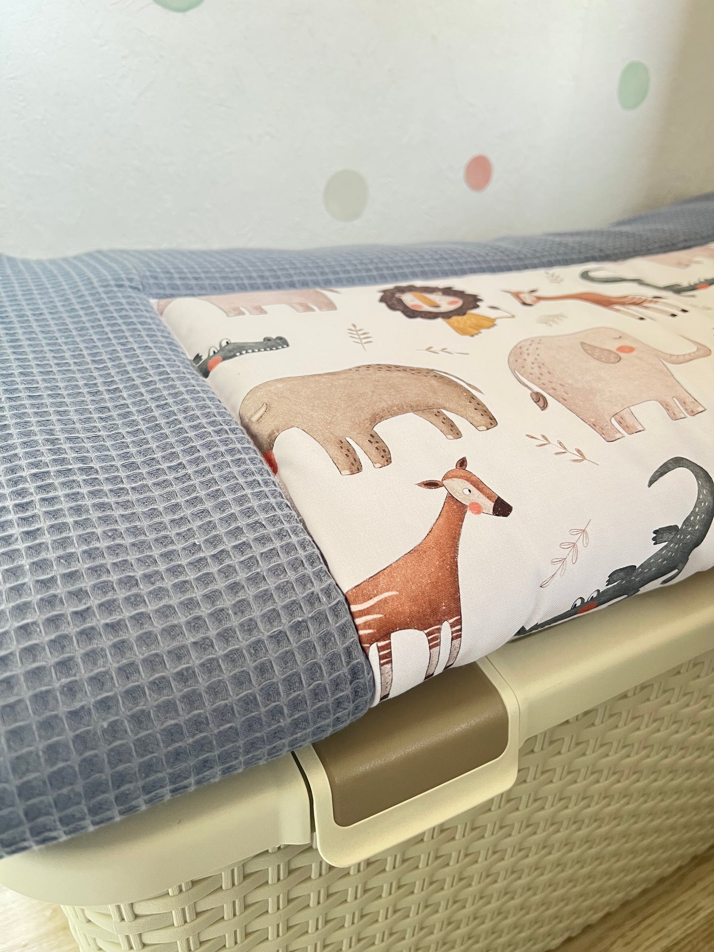 Krabbeldecke „Afrika+Waffelpique light Jeans"