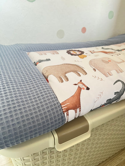 Krabbeldecke „Afrika+Waffelpique light Jeans"