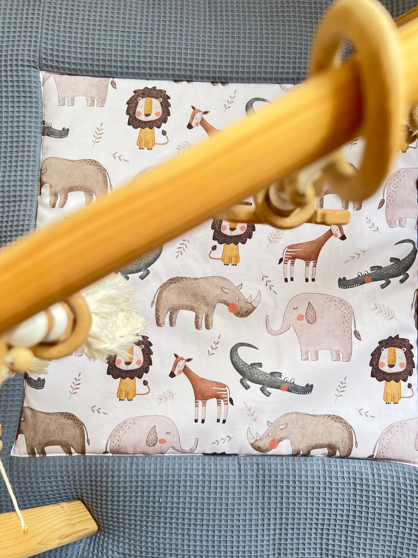 Krabbeldecke „Afrika+Waffelpique light Jeans"