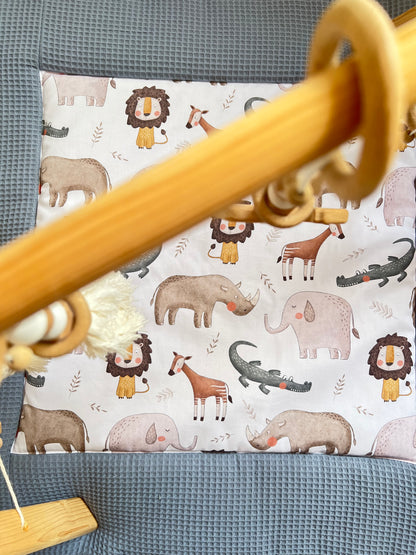 Krabbeldecke „Afrika+Waffelpique light Jeans"