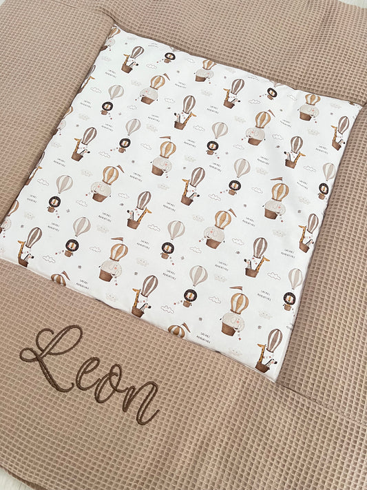 Krabbeldecke „Adventure+Waffelpique hellbraun"