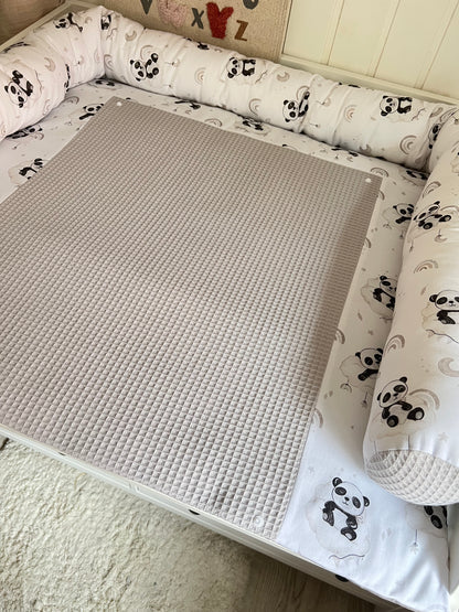 Wickelauflage Set "Panda+Waffelpique hellgrau“