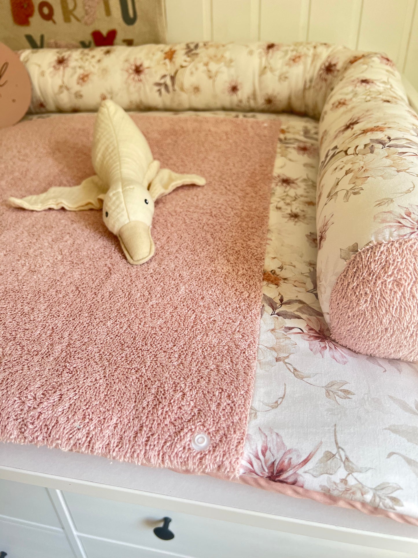 Wickelauflage Set "Herbst+Frottee rosa/nude“