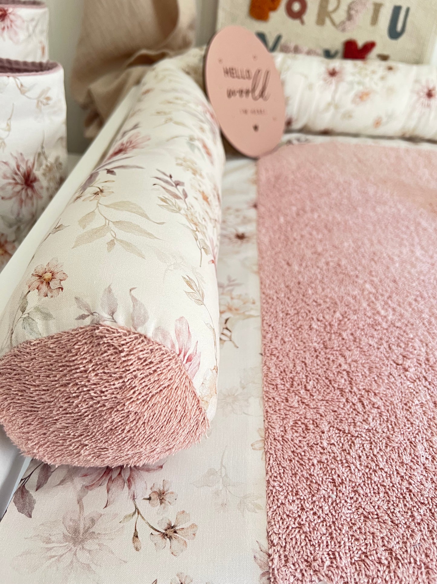 Wickelauflage Set "Herbst+Frottee rosa/nude“