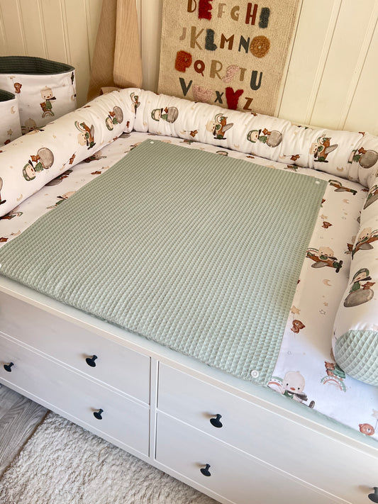 Wickelauflage Set "Ente+Waffelpique hellgrün/mint“