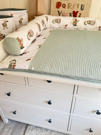 Wickelauflage Set "Ente+Waffelpique hellgrün/mint“