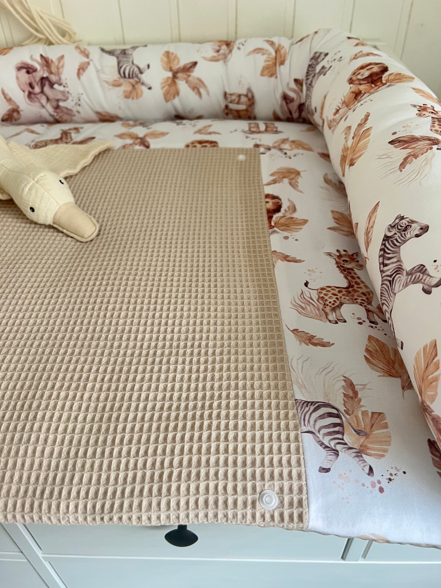 Wickelauflage Set "Safari+Waffelpique hellbeige“
