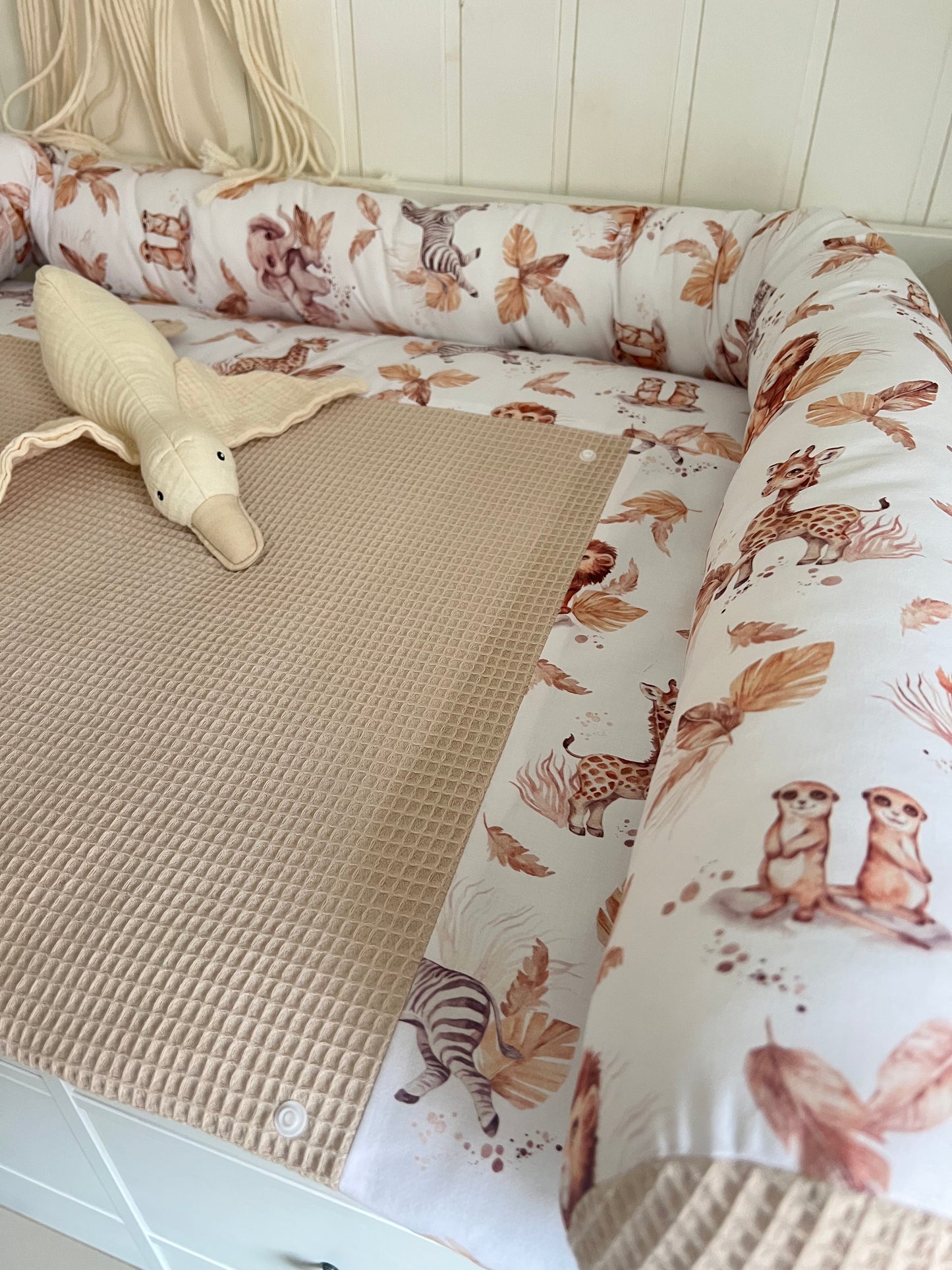 Wickelauflage Set "Safari+Waffelpique hellbeige“
