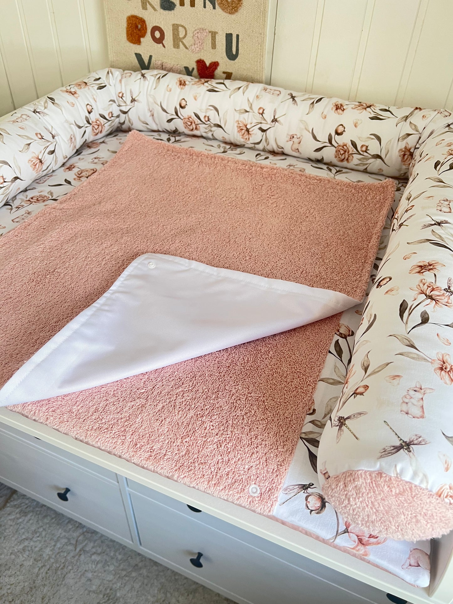 Wickelauflage Set „Hase+Frottee rosa/nude“