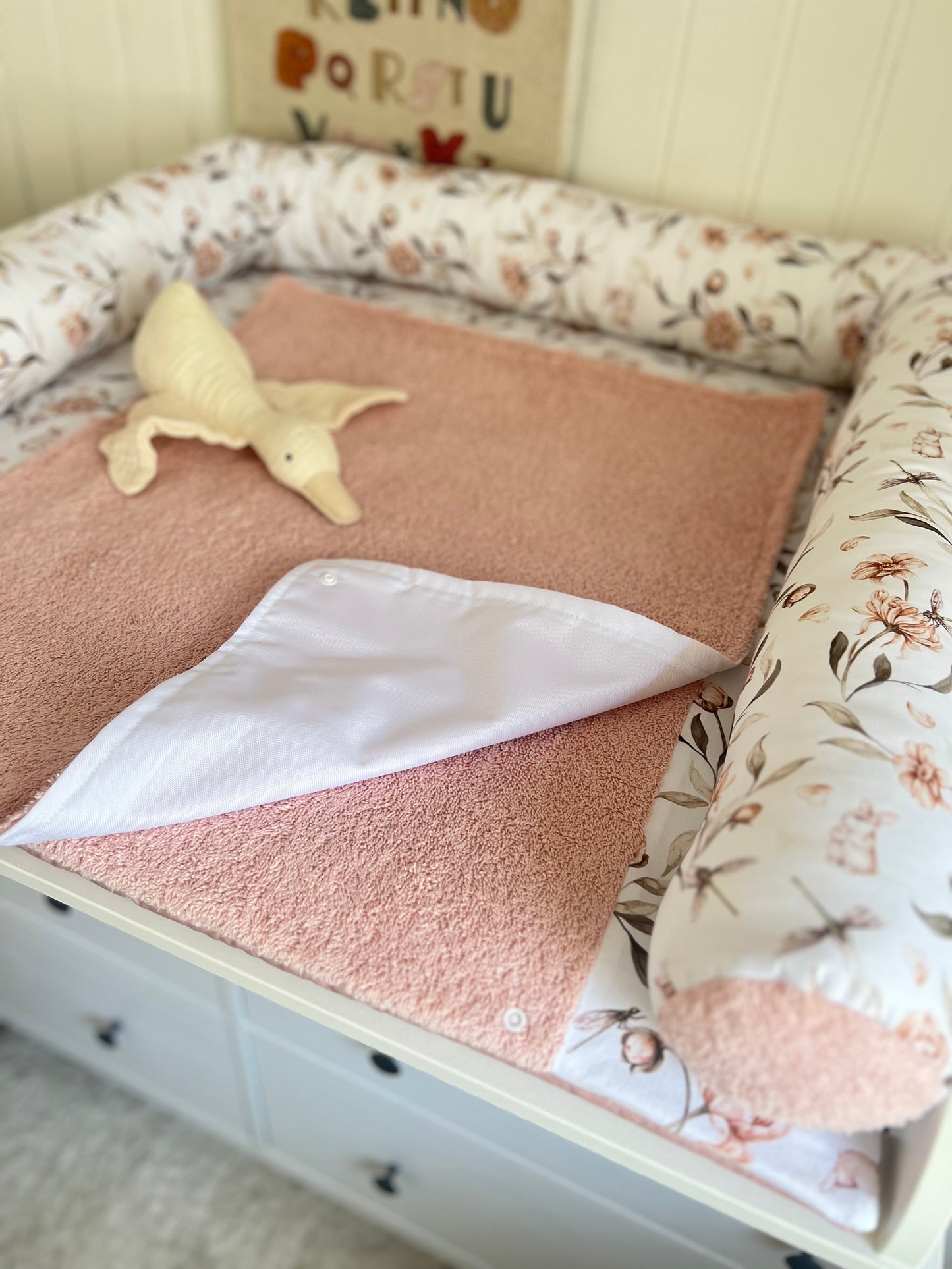 Wickelauflage Set „Hase+Frottee rosa/nude“