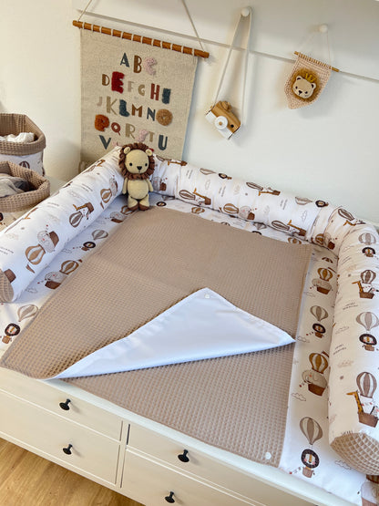 Wickelauflage Set „Adventure+Waffelpique hellbraun“