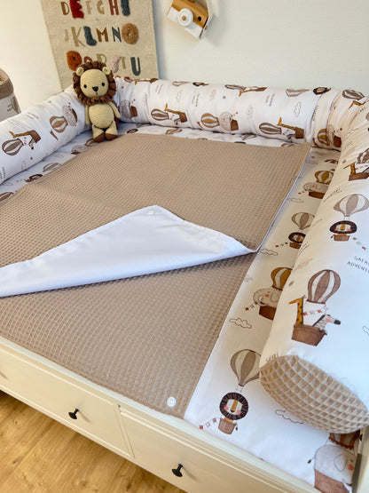 Wickelauflage Set „Adventure+Waffelpique hellbraun“