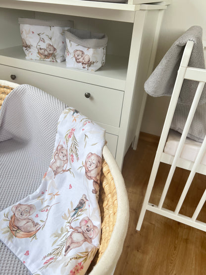 Wickelauflage Set „Koalas+Waffelpique hellgrau“