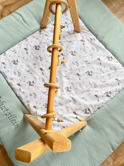 Krabbeldecke „Meerestiere+Waffelpique hellgrün/mint"