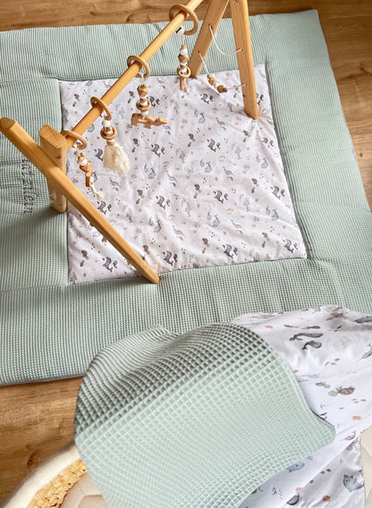 Wickelauflage Set „Meerestiere+Waffelpique hellgrün/mint“