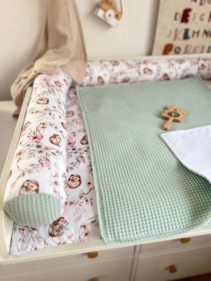 Wickelauflage Set „Igel+Waffelpique hellgrün/mint“